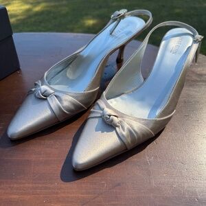 Anne Klein satin slingback kitten heel pumps